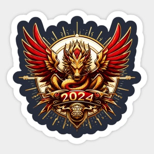 Wooden Gold Red Dragon 2024 No.4 Sticker